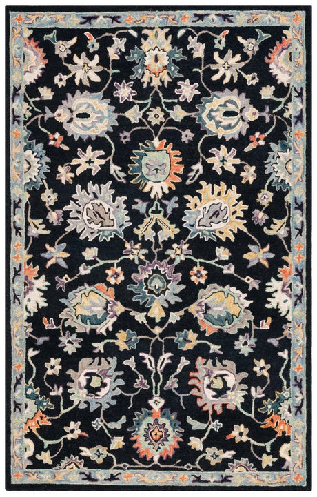 Safavieh Blossom Blm473Z Black/Blue Rug.