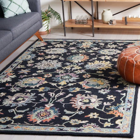 Safavieh Blossom Blm473Z Black/Blue Rug.