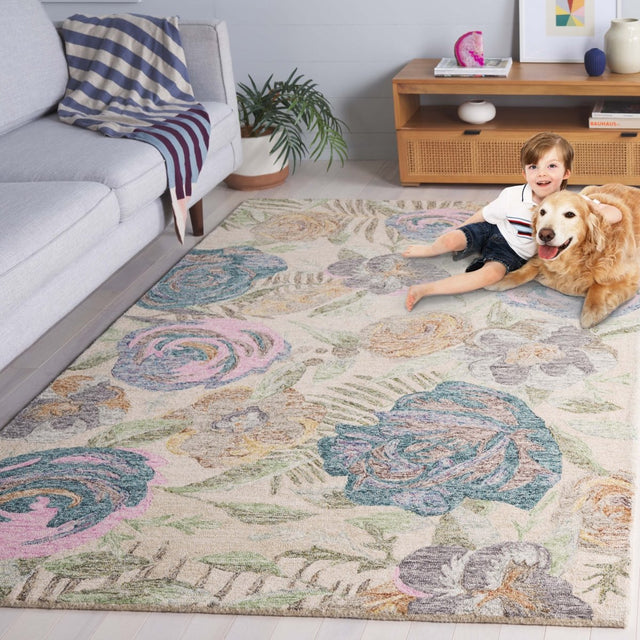 Safavieh Blossom Blm553Y Green/Pink Rug.