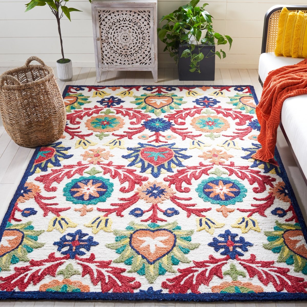 Safavieh Blossom Blm563A Ivory/Green Rug.