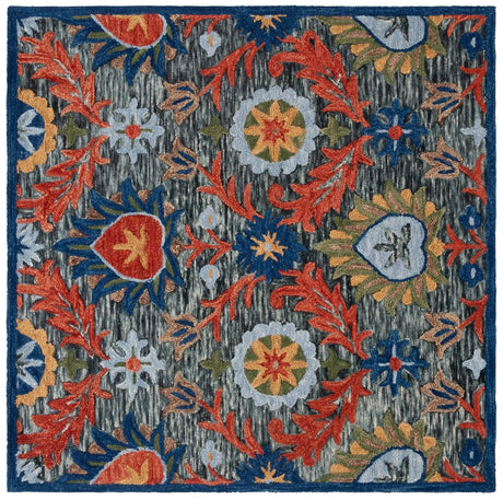 Safavieh Blossom Blm565H Charcoal/Orange Rug.