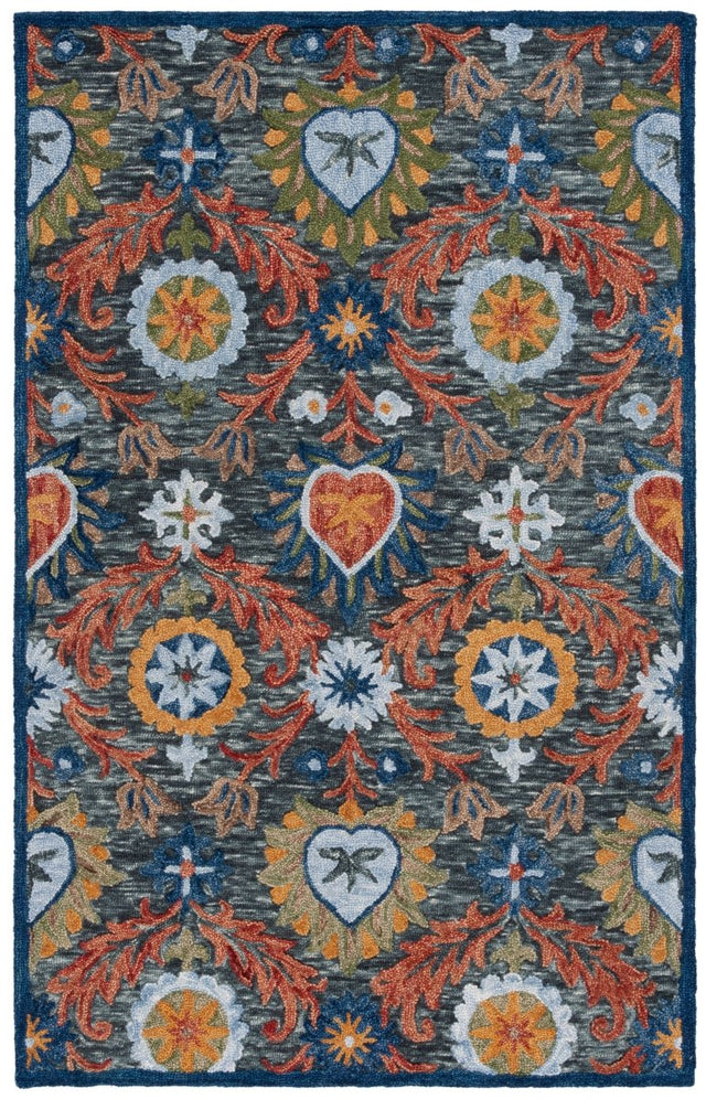 Safavieh Blossom Blm565H Charcoal/Orange Rug.