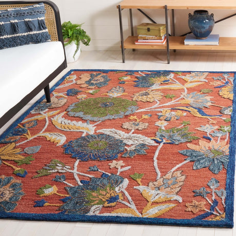 Safavieh Blossom Blm567P Orange/Blue Rug.