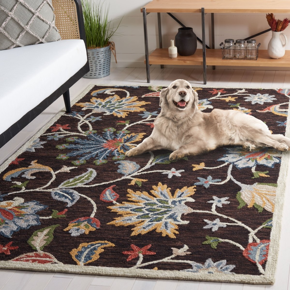 Safavieh Blossom Blm568T Brown/Yellow Rug.