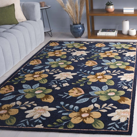 Safavieh Blossom Blm571N Navy/Green Rug.