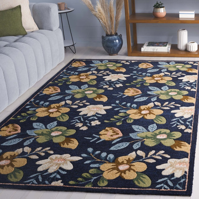 Safavieh Blossom Blm571N Navy/Green Rug.