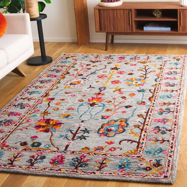 Safavieh Blossom Blm685F Grey/Red Rug.