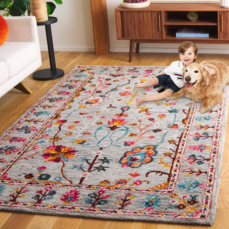 Safavieh Blossom Blm685F Grey/Red Rug - Safavieh - blm685f - 6r