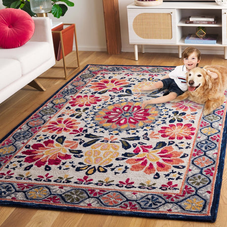 Safavieh Blossom Blm687A Ivory/Red Rug - Safavieh - blm687a - 6r