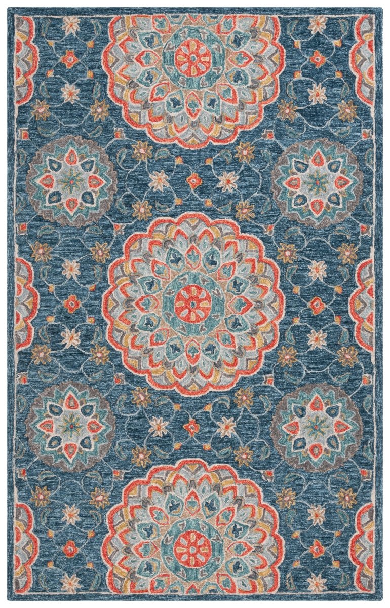 Safavieh Blossom Blm690M Blue/Red Rug.