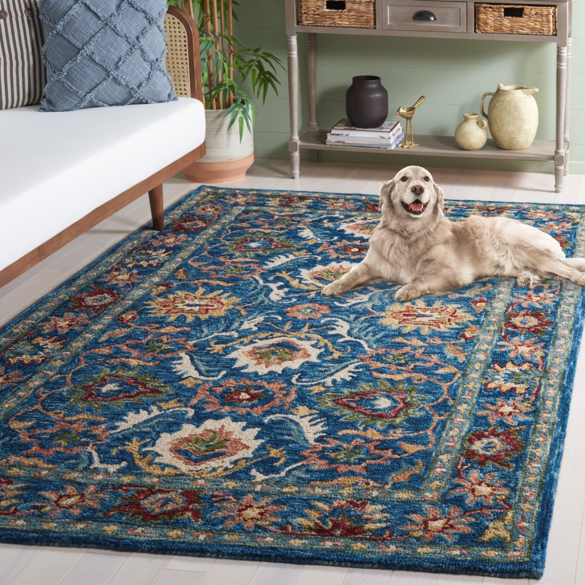 Safavieh Blossom Blm691M Blue/Green Rug.