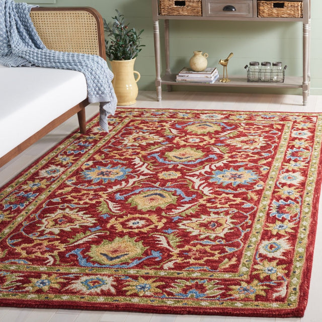 Safavieh Blossom Blm691Q Red/Green Rug.