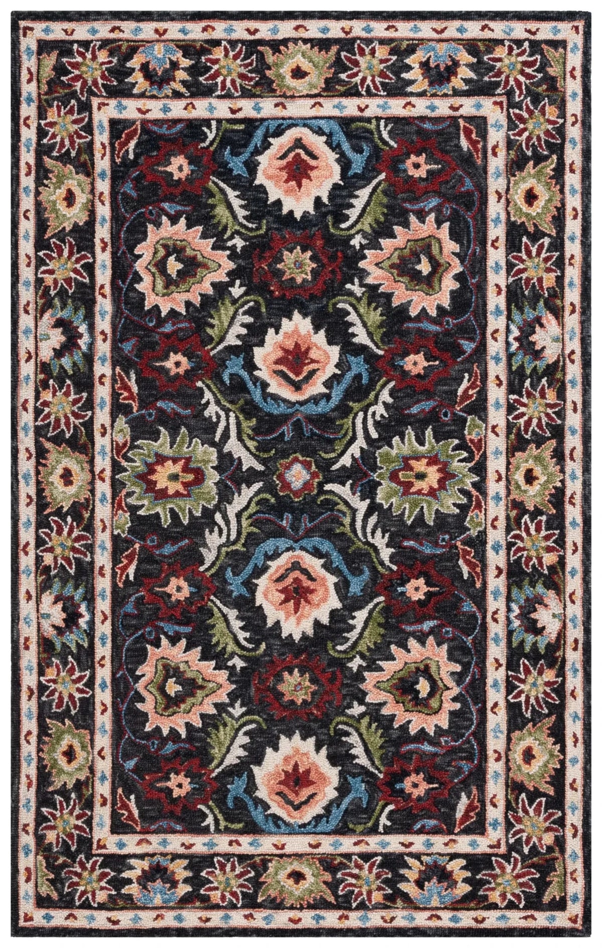 Safavieh Blossom 4'-0" x 6'-0" Rug in Black / Ivory