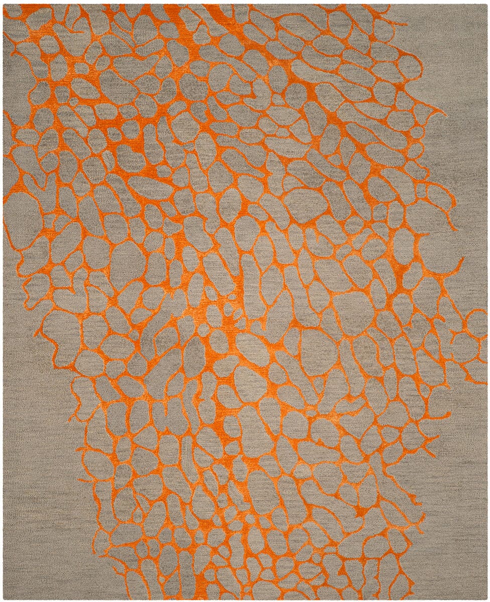 Safavieh Blossom Blm695C Grey / Orange Rugs.