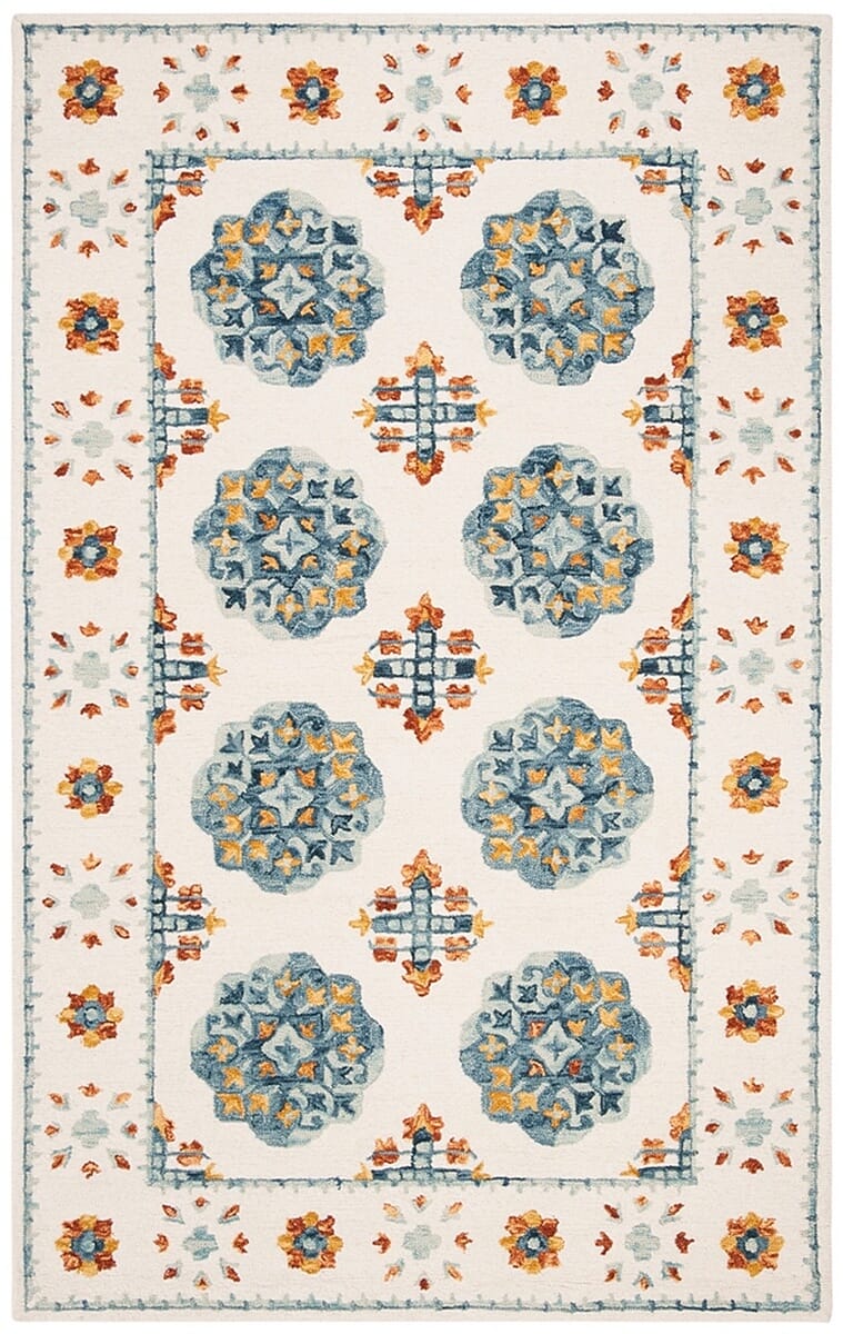 Safavieh Blossom Blm901A Blue / Ivory Rugs.