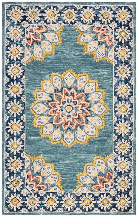 Safavieh Blossom Blm902M Blue / Gold Rugs - Safavieh - blm902m - 4