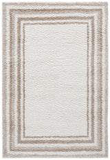 Safavieh Border & Stripe Shag 200 4'-5" x 6'-5" Rug in Ivory / Beige