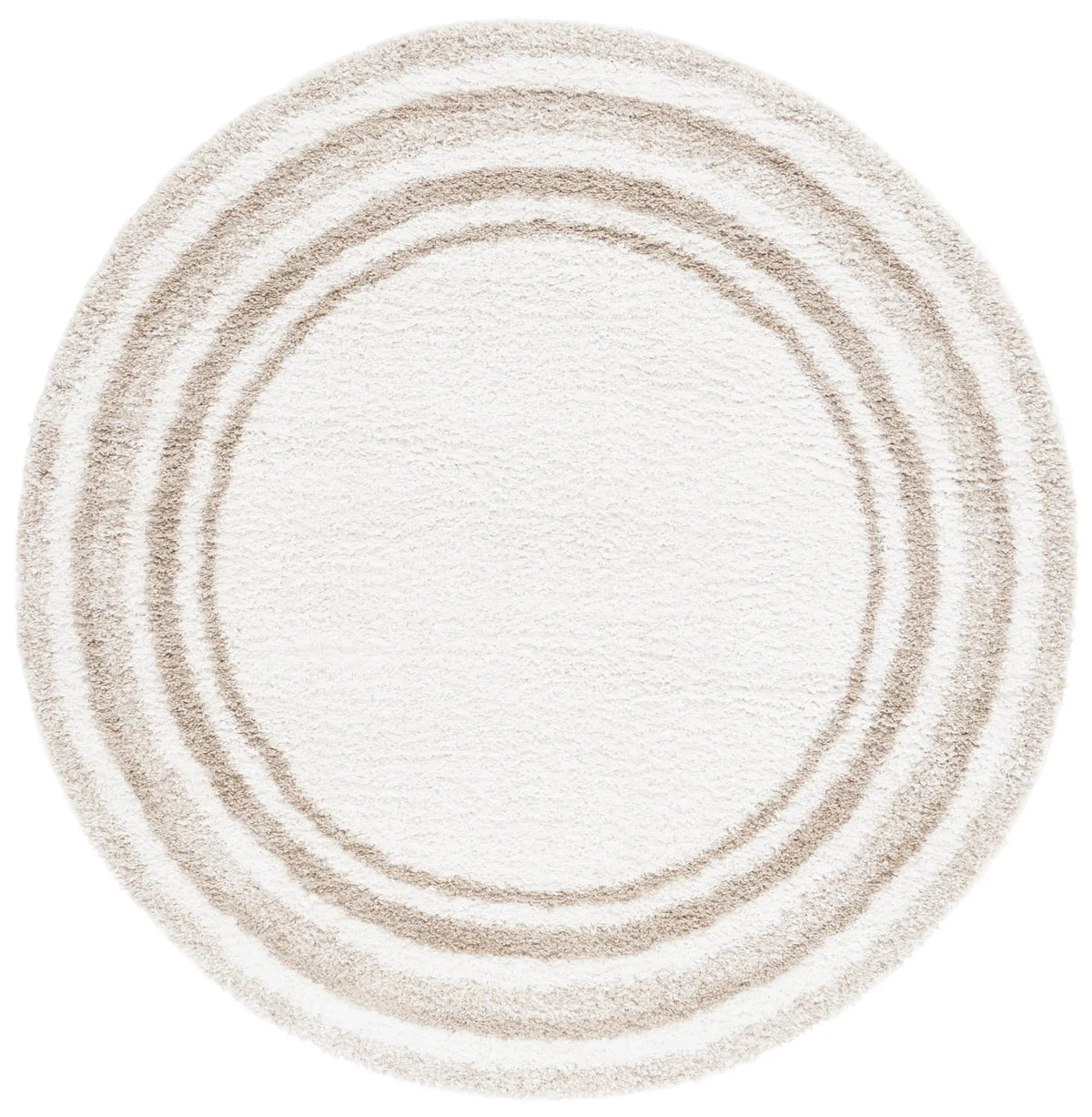 Safavieh Border & Stripe Shag 200 6'-7" x 6'-7" Rug in Ivory / Beige