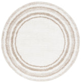 Safavieh Border & Stripe Shag 200 6'-7" x 6'-7" Rug in Ivory / Beige