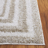 Safavieh Border & Stripe Shag 200 4'-5" x 6'-5" Rug in Ivory / Beige