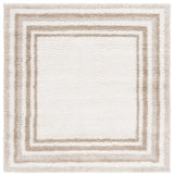 Safavieh Border & Stripe Shag 200 6'-7" x 6'-7" Rug in Ivory / Beige