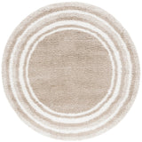 Safavieh Border & Stripe Shag 200 6'-7" x 6'-7" Rug in Beige / Ivory