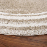 Safavieh Border & Stripe Shag 200 6'-7" x 6'-7" Rug in Beige / Ivory