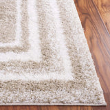 Safavieh Border & Stripe Shag 200 4'-5" x 6'-5" Rug in Beige / Ivory