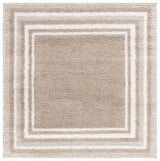 Safavieh Border & Stripe Shag 200 6'-7" x 6'-7" Rug in Beige / Ivory