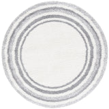 Safavieh Border & Stripe Shag 200 6'-7" x 6'-7" Rug in Ivory / Grey