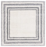 Safavieh Border & Stripe Shag 200 6'-7" x 6'-7" Rug in Ivory / Grey