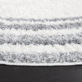Safavieh Border & Stripe Shag 200 6'-7" x 6'-7" Rug in Ivory / Grey