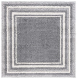 Safavieh Border & Stripe Shag 200 6'-7" x 6'-7" Rug in Grey / Ivory