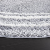Safavieh Border & Stripe Shag 200 6'-7" x 6'-7" Rug in Grey / Ivory