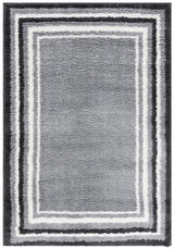 Safavieh Border & Stripe Shag 200 4'-5" x 6'-5" Rug in Grey / Black