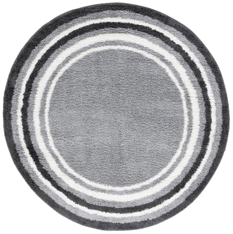 Safavieh Border & Stripe Shag 200 6'-7" x 6'-7" Rug in Grey / Black