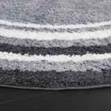 Safavieh Border & Stripe Shag 200 6'-7" x 6'-7" Rug in Grey / Black
