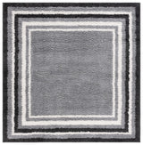 Safavieh Border & Stripe Shag 200 6'-7" x 6'-7" Rug in Grey / Black