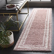 Safavieh Border & Stripe Shag 200 2'-2" x 8'-0" Rug in Pink / Ivory