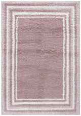Safavieh Border & Stripe Shag 200 4'-5" x 6'-5" Rug in Pink / Ivory