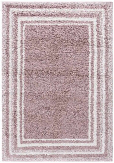Safavieh Border & Stripe Shag 200 4'-5" x 6'-5" Rug in Pink / Ivory