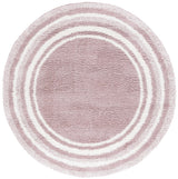 Safavieh Border & Stripe Shag 200 6'-7" x 6'-7" Rug in Pink / Ivory