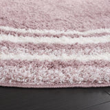 Safavieh Border & Stripe Shag 200 6'-7" x 6'-7" Rug in Pink / Ivory