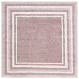 Safavieh Border & Stripe Shag 200 6'-7" x 6'-7" Rug in Pink / Ivory