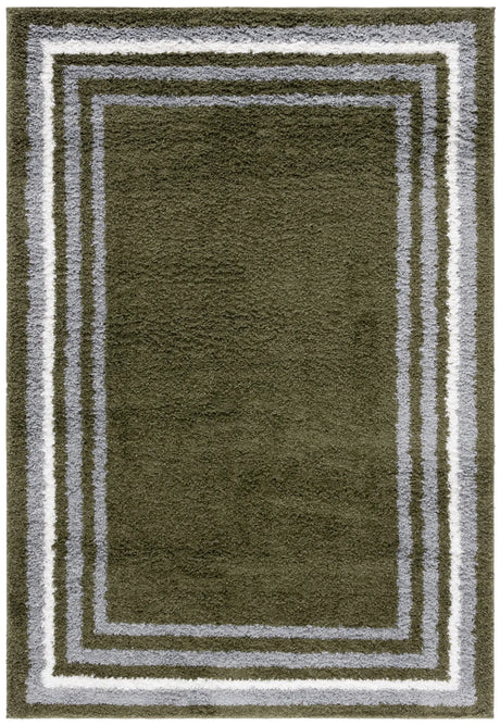Safavieh Border & Stripe Shag 200 4'-5" x 6'-5" Rug in Green