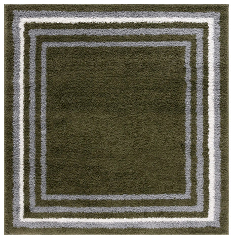 Safavieh Border & Stripe Shag 200 6'-7" x 6'-7" Rug in Green