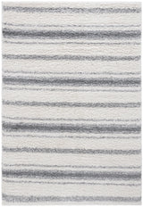 Safavieh Border & Stripe Shag 200 4'-5" x 6'-5" Rug in Ivory / Grey