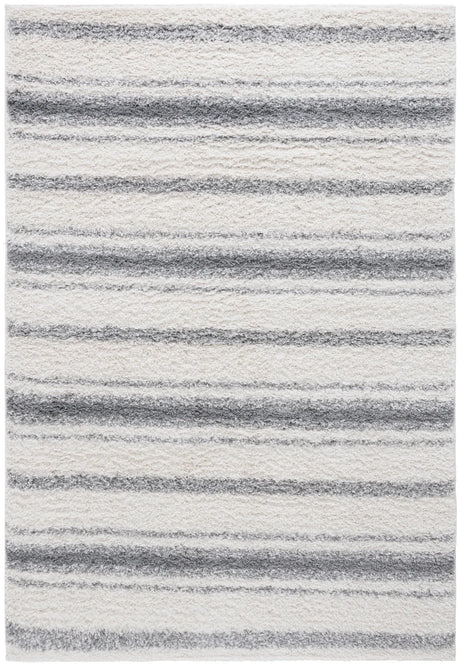 Safavieh Border & Stripe Shag 200 4'-5" x 6'-5" Rug in Ivory / Grey