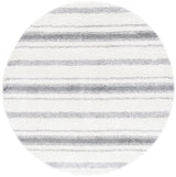Safavieh Border & Stripe Shag 200 6'-7" x 6'-7" Rug in Ivory / Grey
