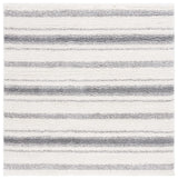 Safavieh Border & Stripe Shag 200 6'-7" x 6'-7" Rug in Ivory / Grey